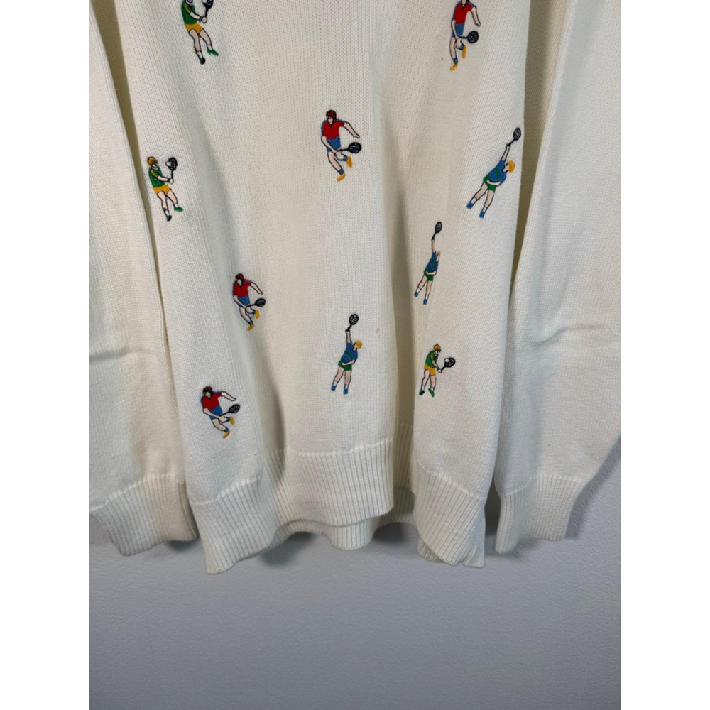 Men's‎ LAZARUS V-Neck Sweater XL White with Tennis Player Embroidery - Picture 5 of 10
